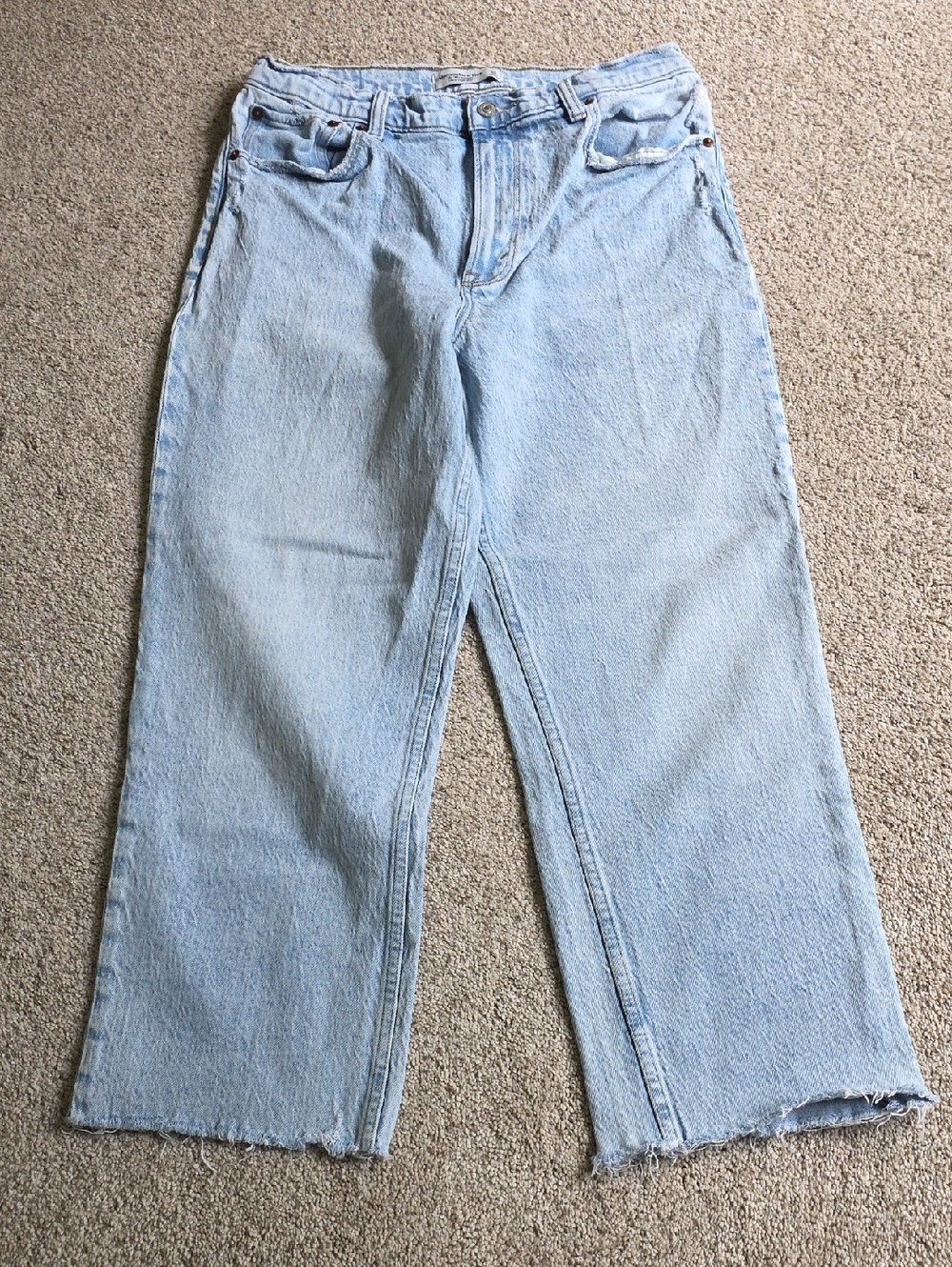 Abercrombie & Fitch Light Blue Crop Wide Leg Jeans